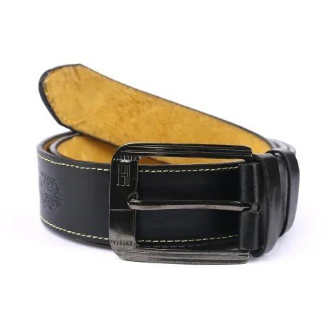 Black Leather Formal Belt For Men